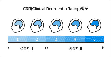 CDR(Clinic Denmentia Rating) 척도. 1-2 경증치매, 3-5 중증치매